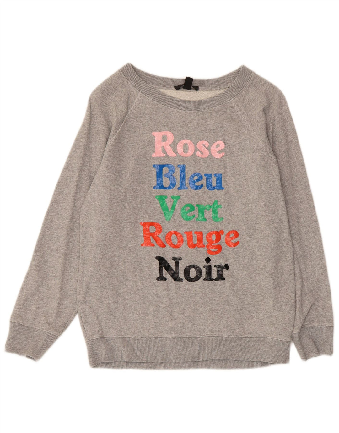 J. CREW Grafik-Sweatshirtpullover für Damen, UK 10, Größe S, Grau, Baumwolle