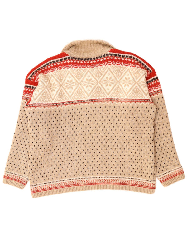 CAMPAGNOLO Herren-Pullover mit Reißverschluss, XL, Beige, Fair-Isle-Wolle