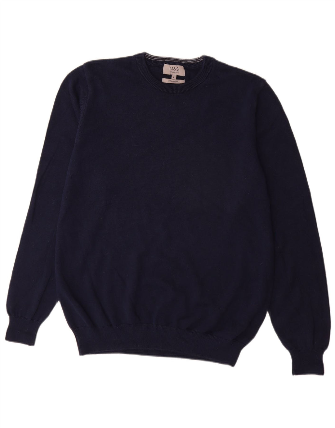 Marks & Spencer Herren-Pullover mit Rundhalsausschnitt, groß, marineblaue Baumwolle