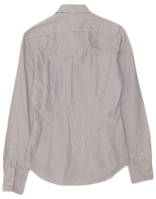 Ralph Lauren Damen-Hemd mit schmaler Passform, US 4, kleine blaue Nadelstreifen-Baumwolle