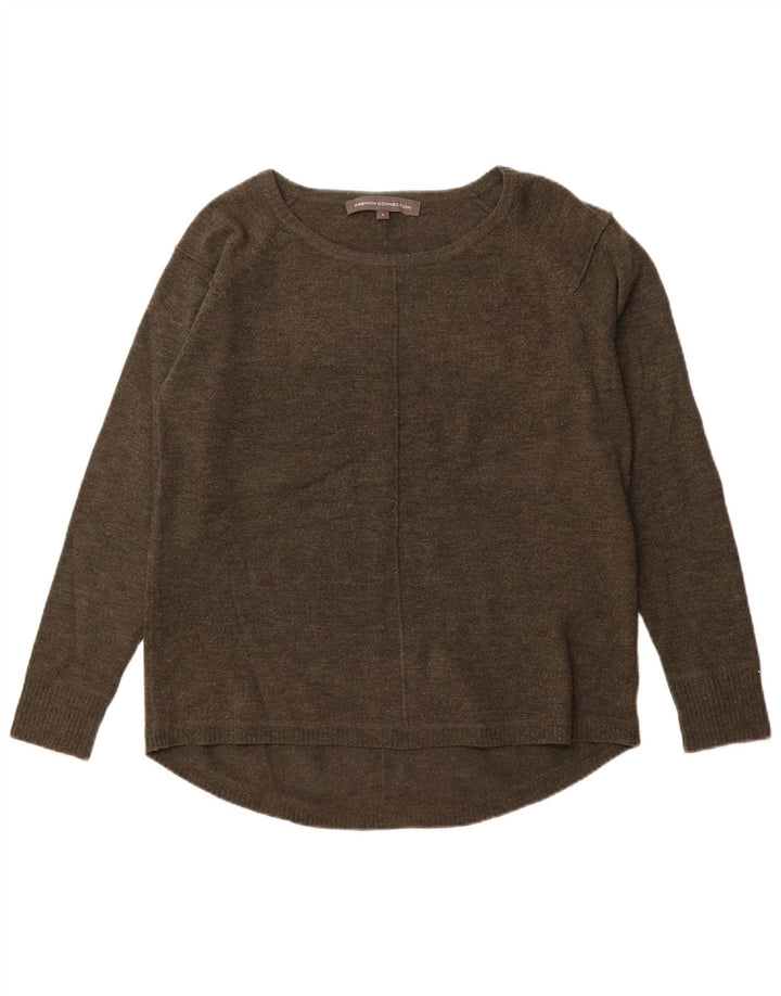 FRENCH CONNECTION Womens Boat Neck Jumper Sweater UK 10 Small Khaki