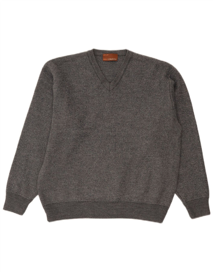 Marks & Spencer Damen-Pullover mit V-Ausschnitt, Gr. 42, Größe L, Grau meliert