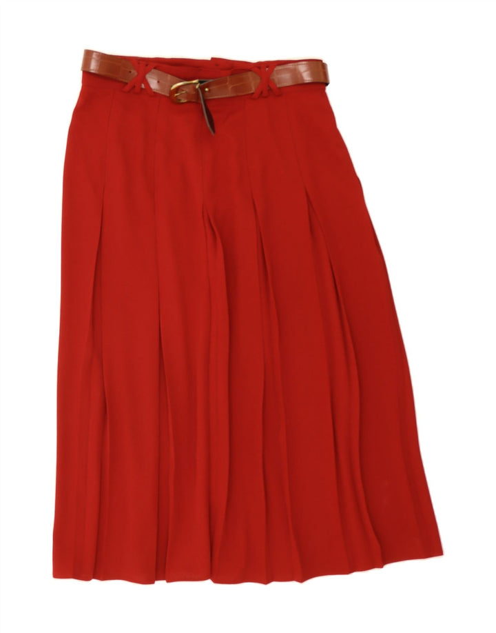 VINTAGE Womens Pleated Skirt UK 18 XL W32  Red Polyester Vintage Vintage and Second-Hand Vintage from Messina Hembry 