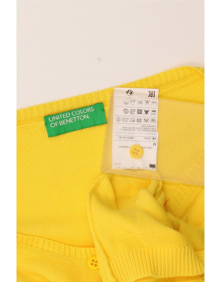 Benetton Damen-Cardigan-Pullover UK 12 Mittelgelbe Baumwolle