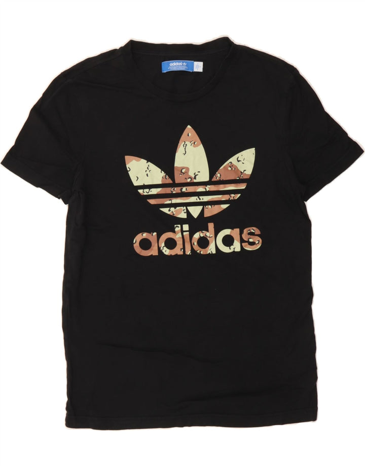 ADIDAS Mens Graphic T-Shirt Top Small Black Cotton Vintage Adidas and Second-Hand Adidas from Messina Hembry 