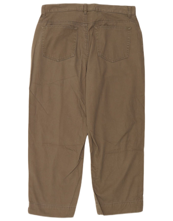 EDDIE BAUER Damen-Hose mit hoher Taille, kurz geschnitten, US 12, Größe L, W32, L24, Grün