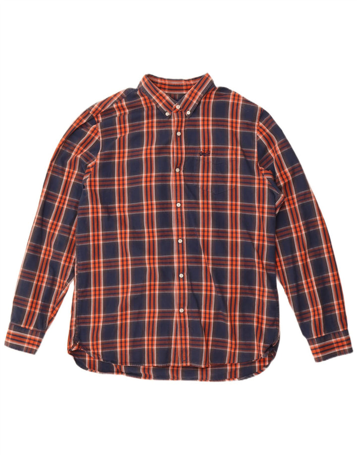 Superdry Herren Flanellhemd 2XL Marineblau kariert Baumwolle