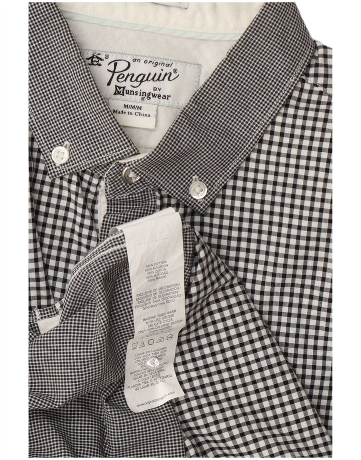 Penguin Herren Heritage Kurzarmhemd aus mittelgrauer Gingham-Baumwolle