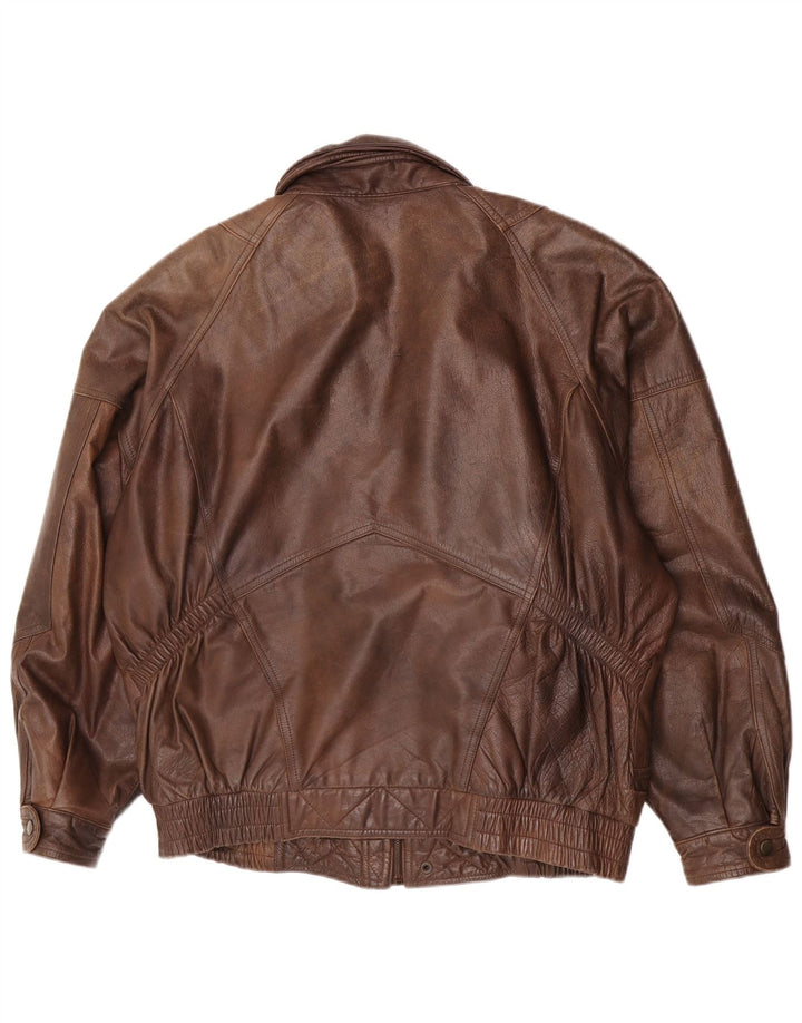 Vintage Herren Bomber Lederjacke IT 54 2XL Braunes Leder