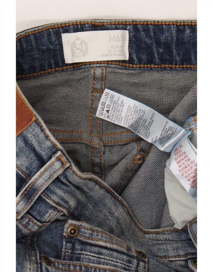 Marks & Spencer Herren Slim Jeans W32 L31 Blaue Baumwolle