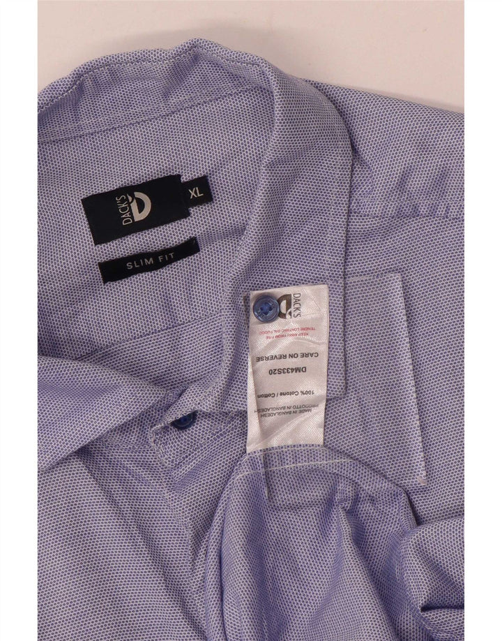 Dack's Herren-Slim-Fit-Hemd XL aus blau gepunkteter Baumwolle