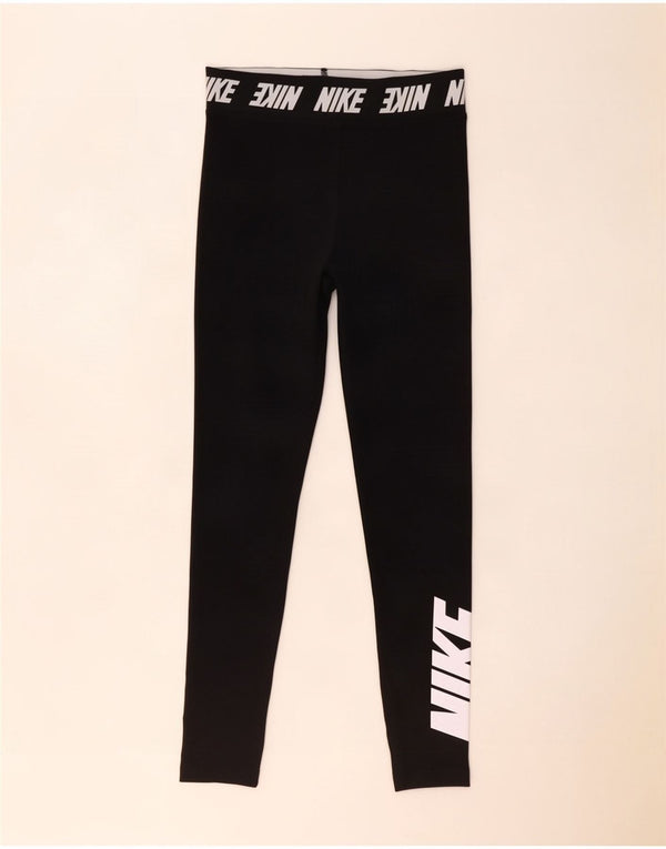 Nike Womens Graphic Leggings UK 12 Mittelschwarze Colourblock-Baumwolle