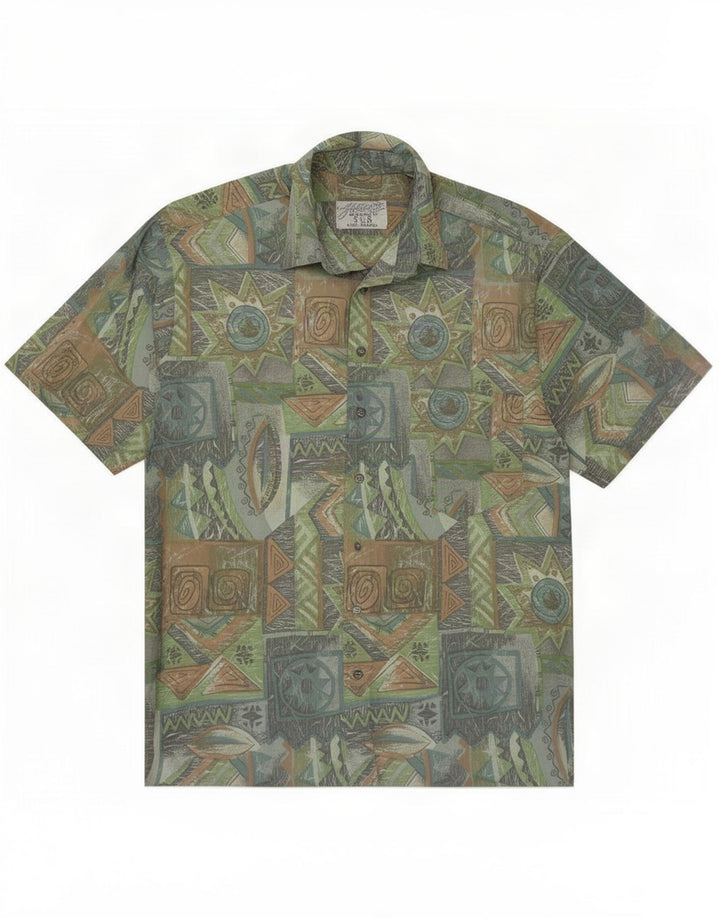 Vintage Herren-Kurzarmshirt mit abstraktem Muster, mittelgroß, mehrfarbig