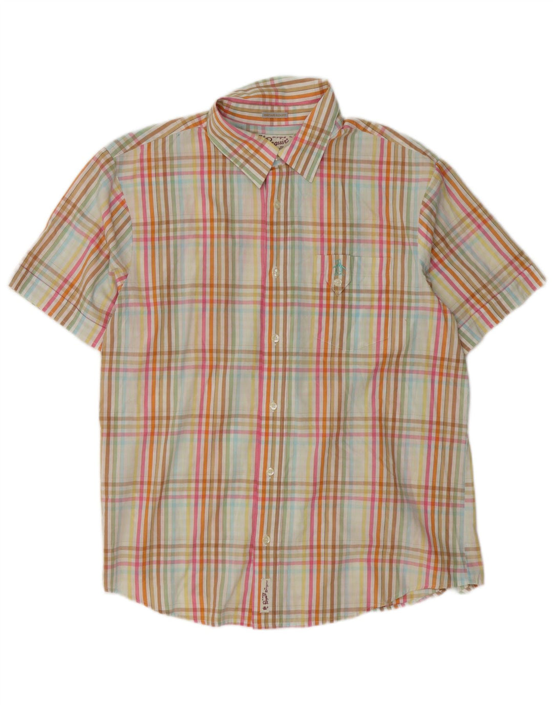 Penguin Herren Heritage Kurzarm-Slim-Fit-Hemd XL, mehrfarbig kariert