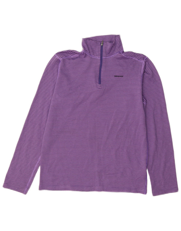 Patagonia Pullover-Trainingsoberteil für Mädchen, 13–14 Jahre, XL, lila Nadelstreifen