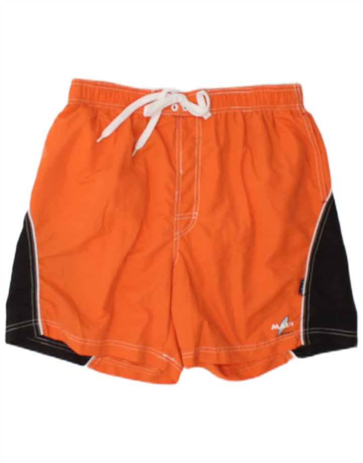 Maui and Sons Herren-Badeshorts, groß, orangefarbenes Farbblock-Polyester