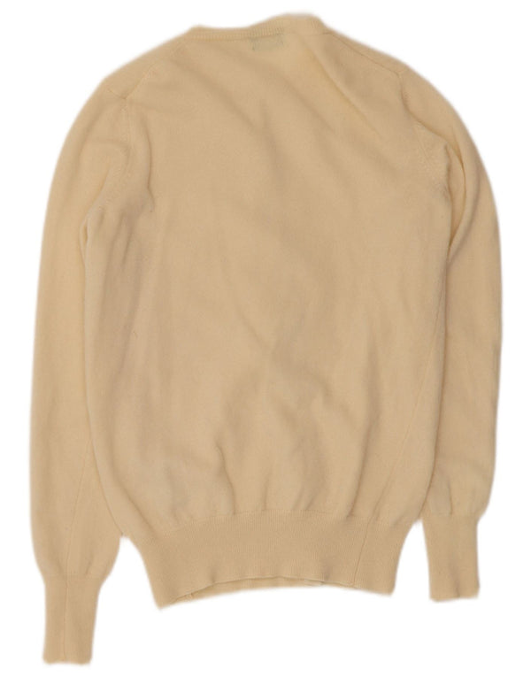 Benetton Damen-Cardigan-Pullover UK 10 Small Beige Schurwolle