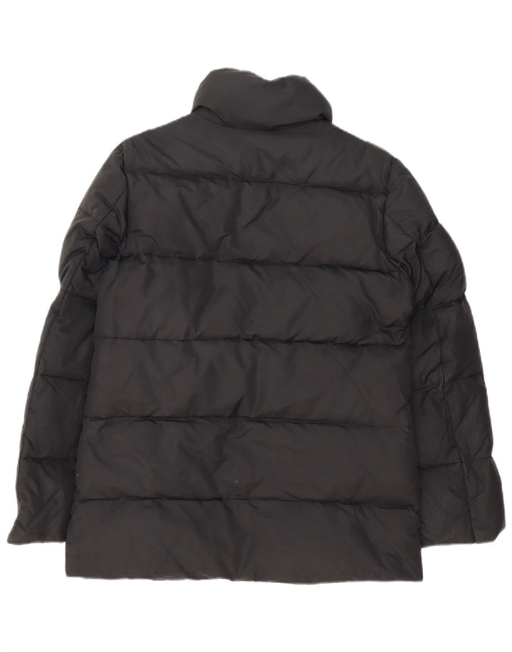 Zara Damen Wattierte Jacke UK 14 Medium Schwarz Polyamid