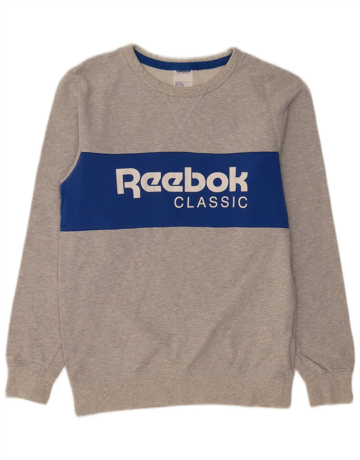 REEBOK Herren-Sweatshirt mit Grafik, Größe S, Grau, Colourblock-Baumwolle