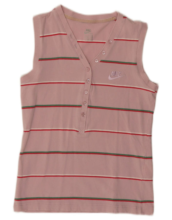 Nike Damen Weste Top UK 14/16 Große rosa gestreifte Baumwolle