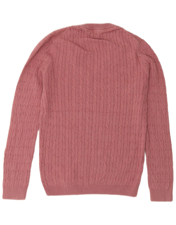 Crew Clothing Damen-Pullover mit V-Ausschnitt, UK 16, Größe L, Rosa, Baumwolle