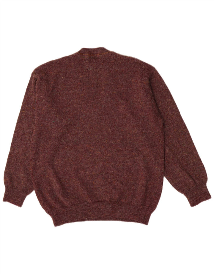 Vintage Herren V-Ausschnitt Pullover Pullover Medium Burgunder Argyle/Diamant