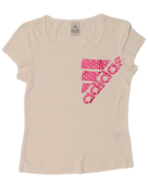 Adidas Damen Graphic T-Shirt Top UK 14 Mittelweiße Baumwolle