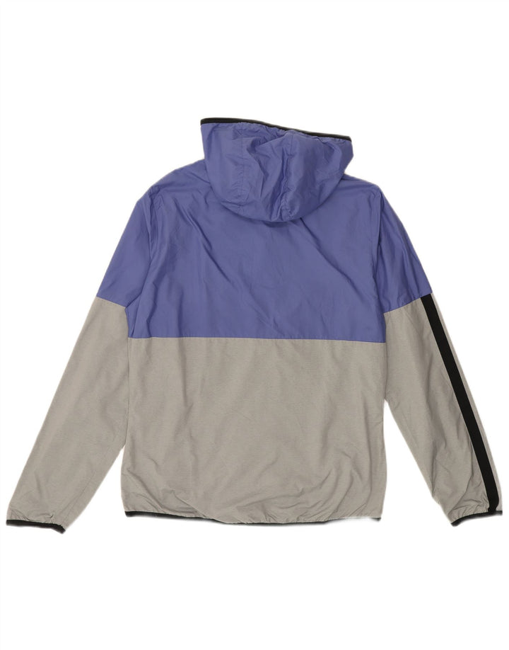 REEBOK Womens Hooded Windbreaker Jacket UK 8/10 Small Blue Colourblock