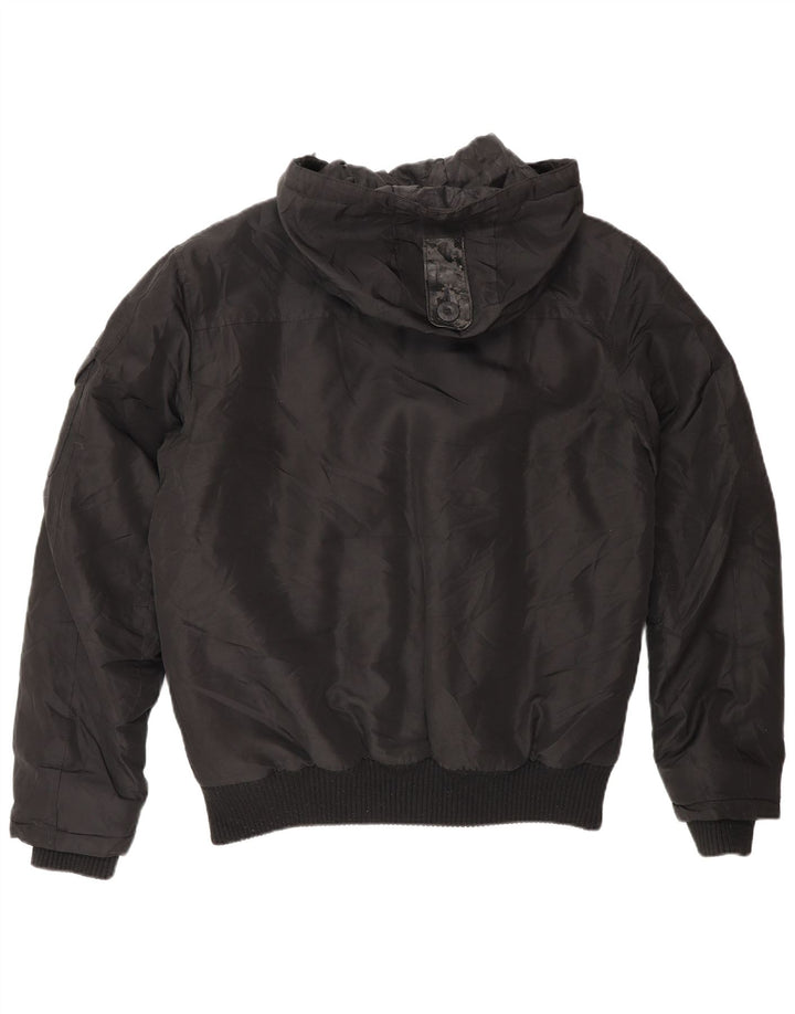 Jack & Jones Herren Bomberjacke mit Kapuze, UK 36, Small, Schwarz, Polyamid