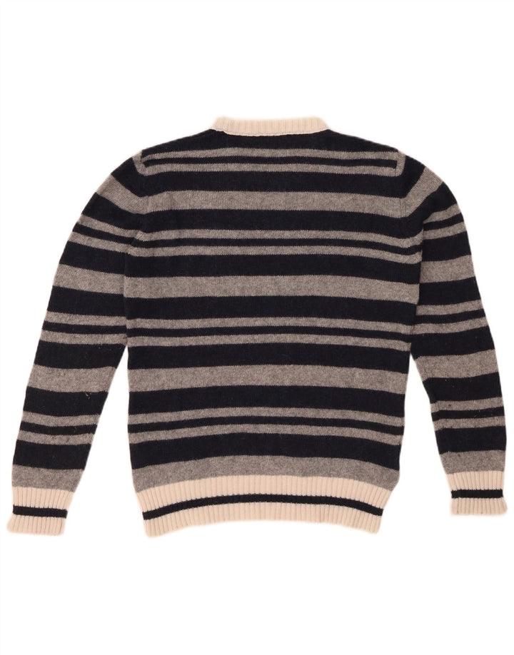 WOOLRICH Jungen-Pullover mit Rundhalsausschnitt, 11–12 Jahre, schwarz gestreifte Wolle