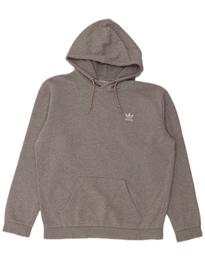 ADIDAS Herren Kapuzenpullover aus mittelgrau gefleckter Baumwolle