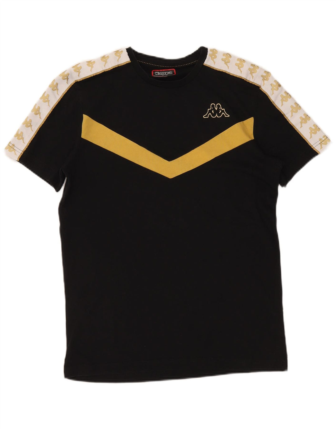 KAPPA Herren Grafik-T-Shirt-Oberteil aus mittelschwarzer Colourblock-Baumwolle