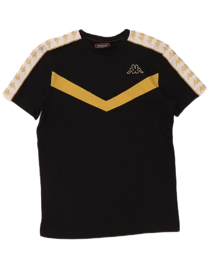 KAPPA Herren Grafik-T-Shirt-Oberteil aus mittelschwarzer Colourblock-Baumwolle