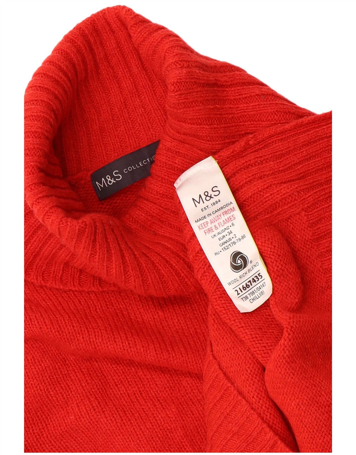 Marks & Spencer Damen-Pullover mit Rollkragen, UK 6, XS, rote Wolle