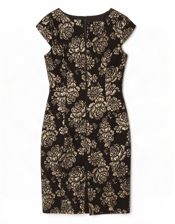 Hobbs Damen Etuikleid UK 12 Medium Schwarz Blumenmuster Acryl
