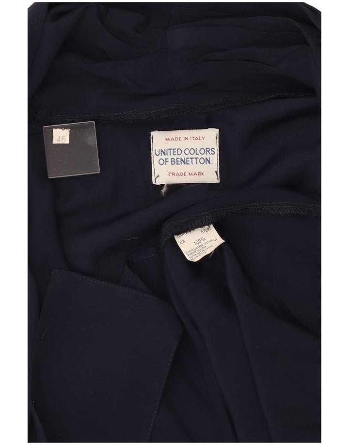 Benetton Damen Wickelbluse IT 46 Large Marineblaue Viskose