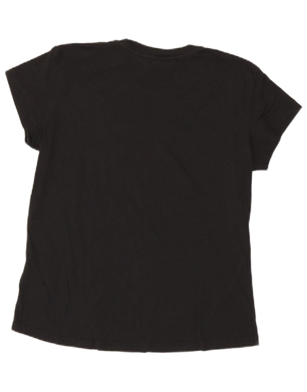 Diesel Womens Graphic T-Shirt Top UK 14 Große schwarze Baumwolle