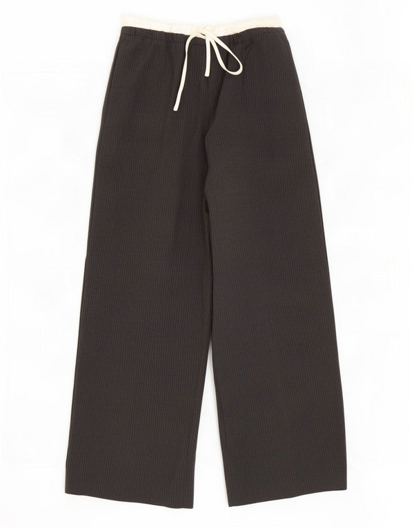 Zara Damen-Chinohose mit weitem Bein, XS W24 L28, graue Nadelstreifen-Viskose