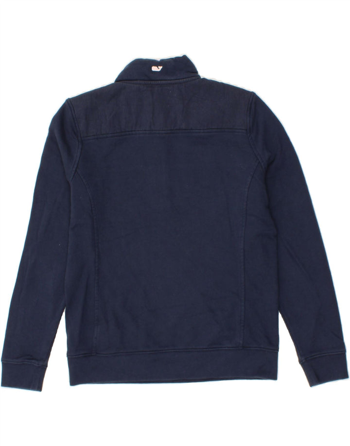 VINEYARD VINES Womens Zip Neck Sweatshirt Jumper UK 14 Medium Navy Blue Vintage Vineyard Vines and Second-Hand Vineyard Vines from Messina Hembry 
