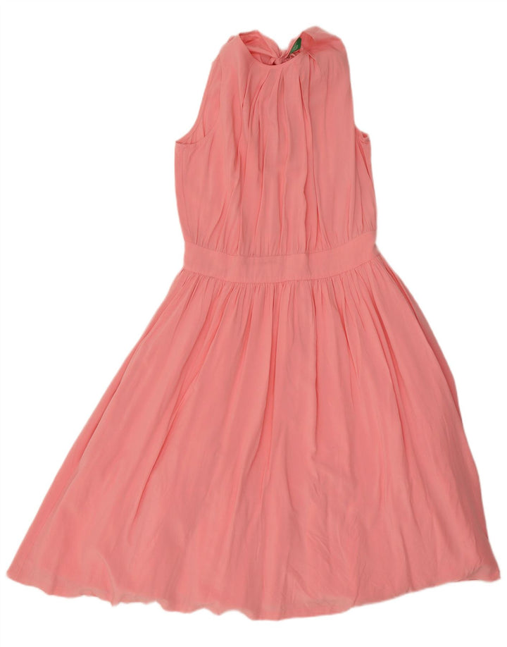 Benetton Damen Neckholder-Kleid UK 10 Small Rosa Viskose