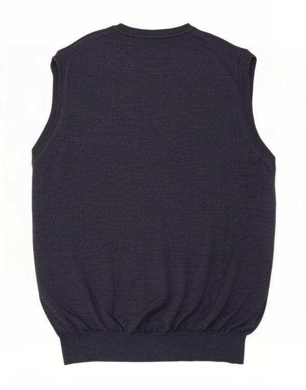 Marks & Spencer Mens Vest Tank Top Large Navy Blue Merino Wool