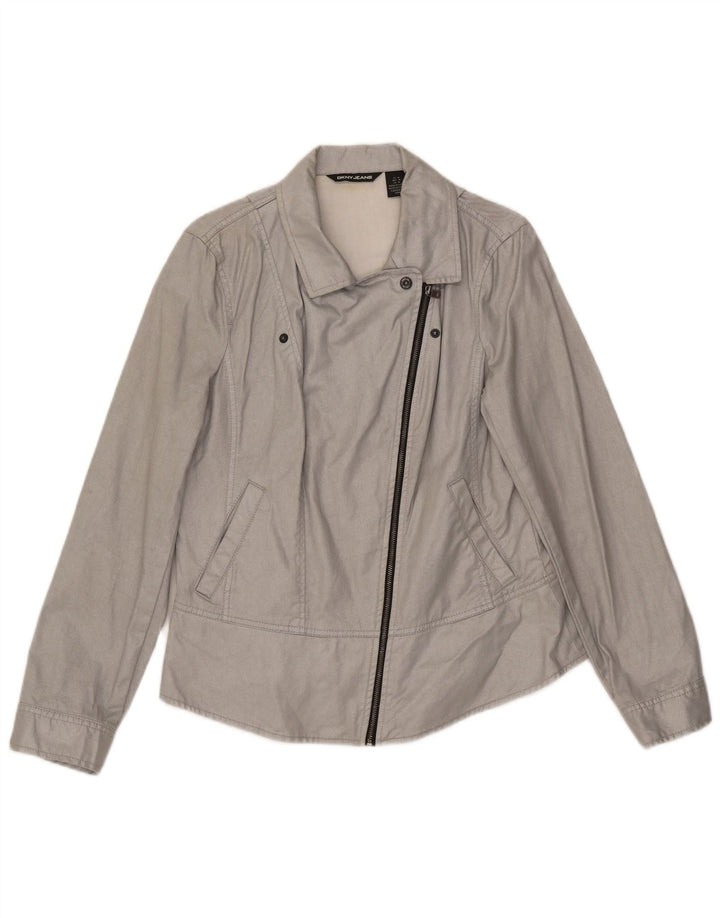 Dkny Damen Bomberjacke UK 12 Mittelgraue Baumwolle