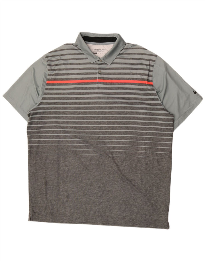 Nike Herren Dri Fit Poloshirt 2XL grau gestreift Polyester