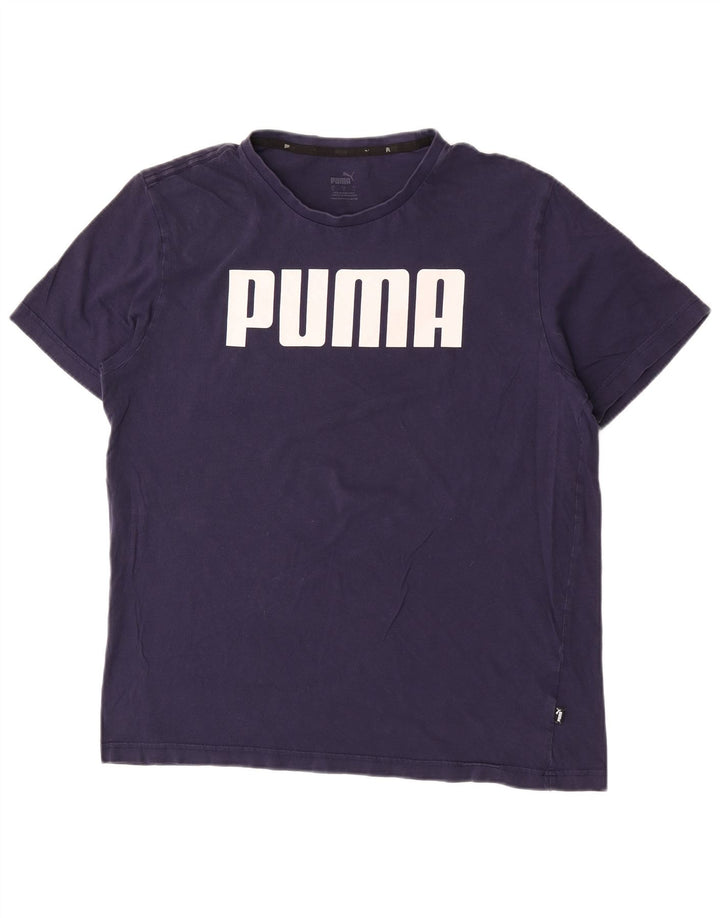 Puma Herren Grafik T-Shirt Top Large Marineblau