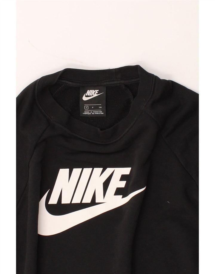 NIKE Mens Graphic Sweatshirt Jumper Small Black Cotton Vintage Nike and Second-Hand Nike from Messina Hembry 