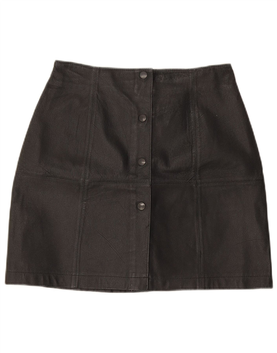 Vintage Damen Mini Lederrock W25 XS Schwarzes Leder