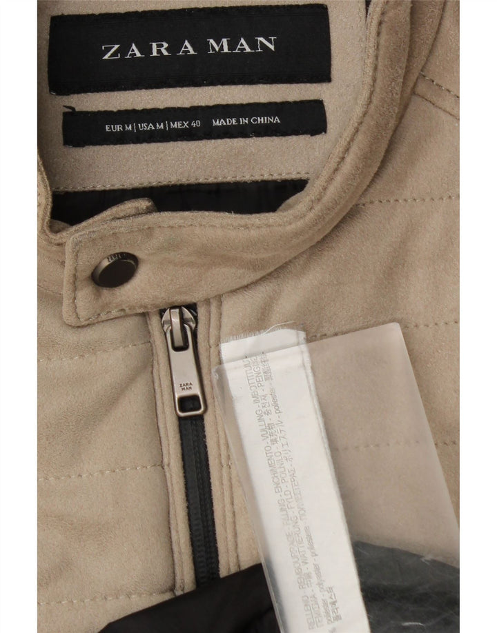 Zara Herren Bomberjacke UK 38 Medium Beige Polyester