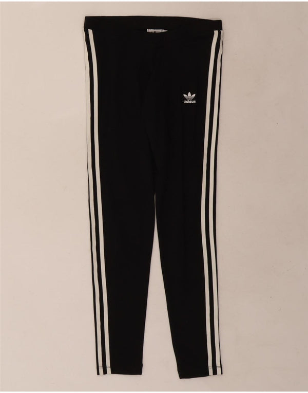Adidas Damen Leggings UK 8 Small Schwarz Baumwolle