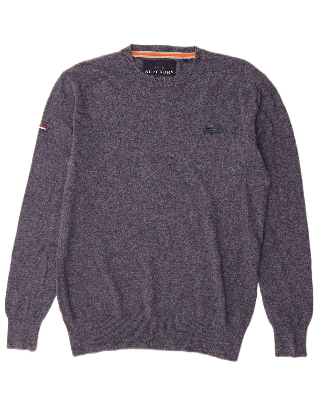 Superdry Herren-Pullover mit Rundhalsausschnitt, mittelmarineblaue Baumwolle