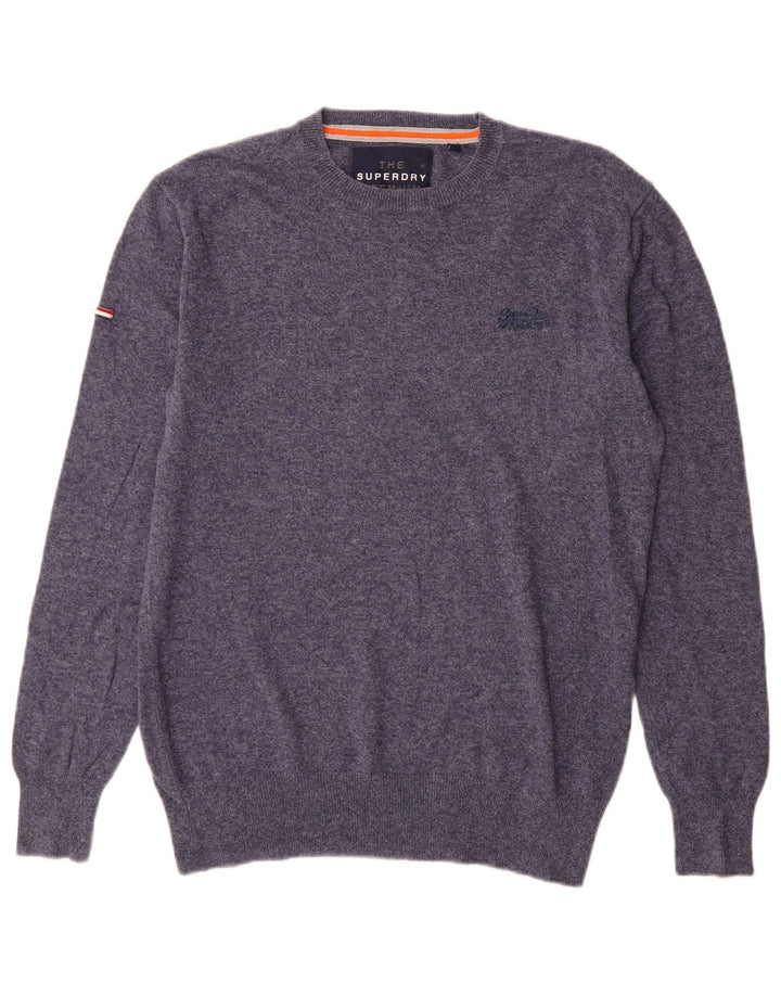 Superdry Herren-Pullover mit Rundhalsausschnitt, mittelmarineblaue Baumwolle